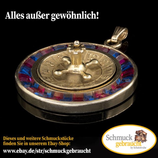 Juwelier Kerpen Schatztruhe für Uhren, Juwelen + Schmuck 3 roulett Schmuckanhänger