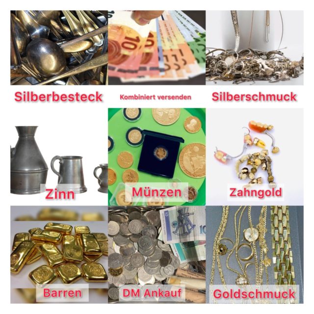 Modeschmuck verkaufen, sind Ketten, Ringe, Uhren 6 Versandankauf Kostenlose DHL Paketmarke für Ihr Edelmetall